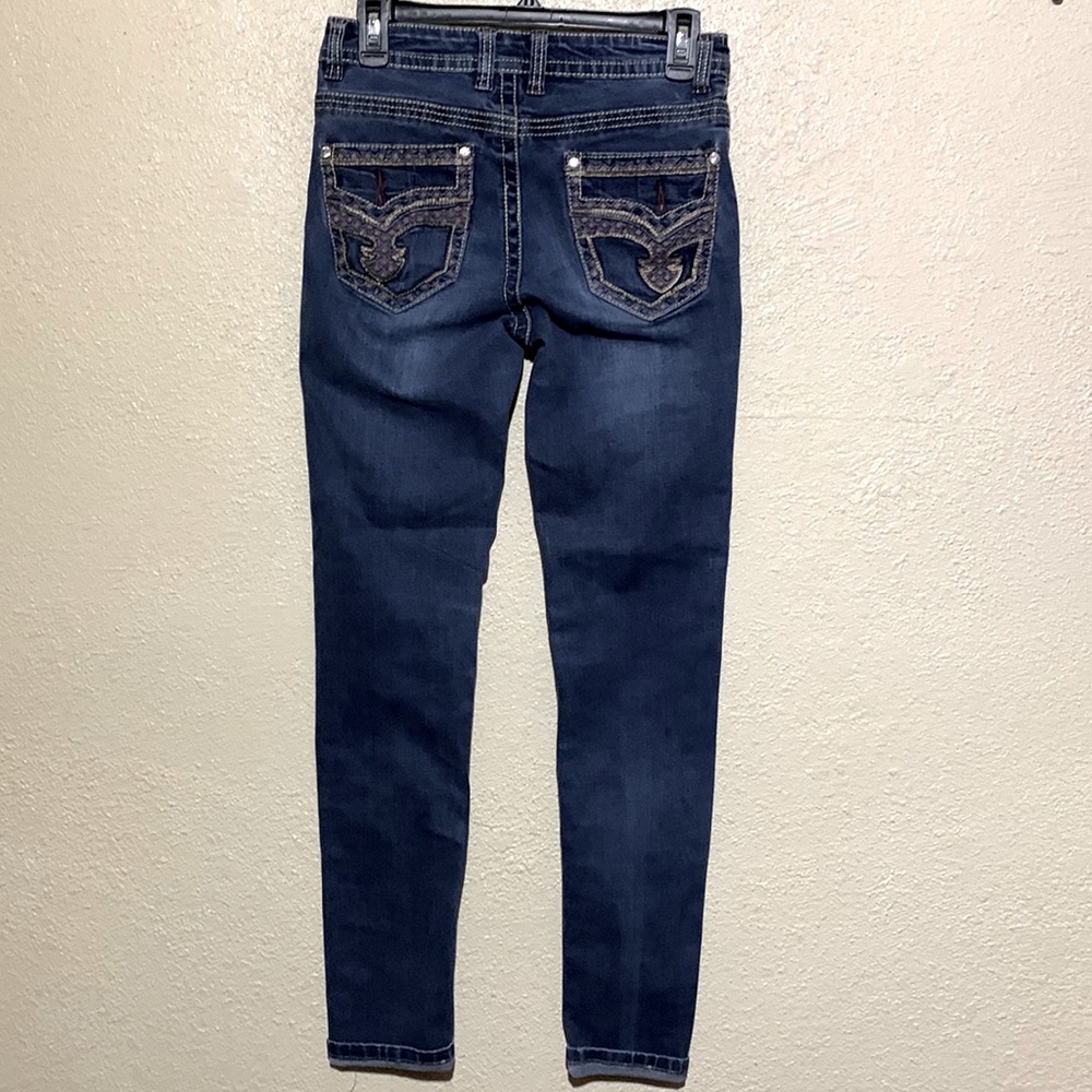 Rebel & Soul Jeans Blue Pants Size 4 Skinny Stretchy Embroidered Embellished